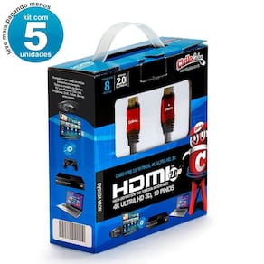 Cabos Hdmi 2.0 4K - 8 Mt Kit Com 5