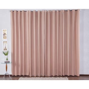 Cortina 300X280 Com Ilhós Pra Sala Malha Gel - Avelã