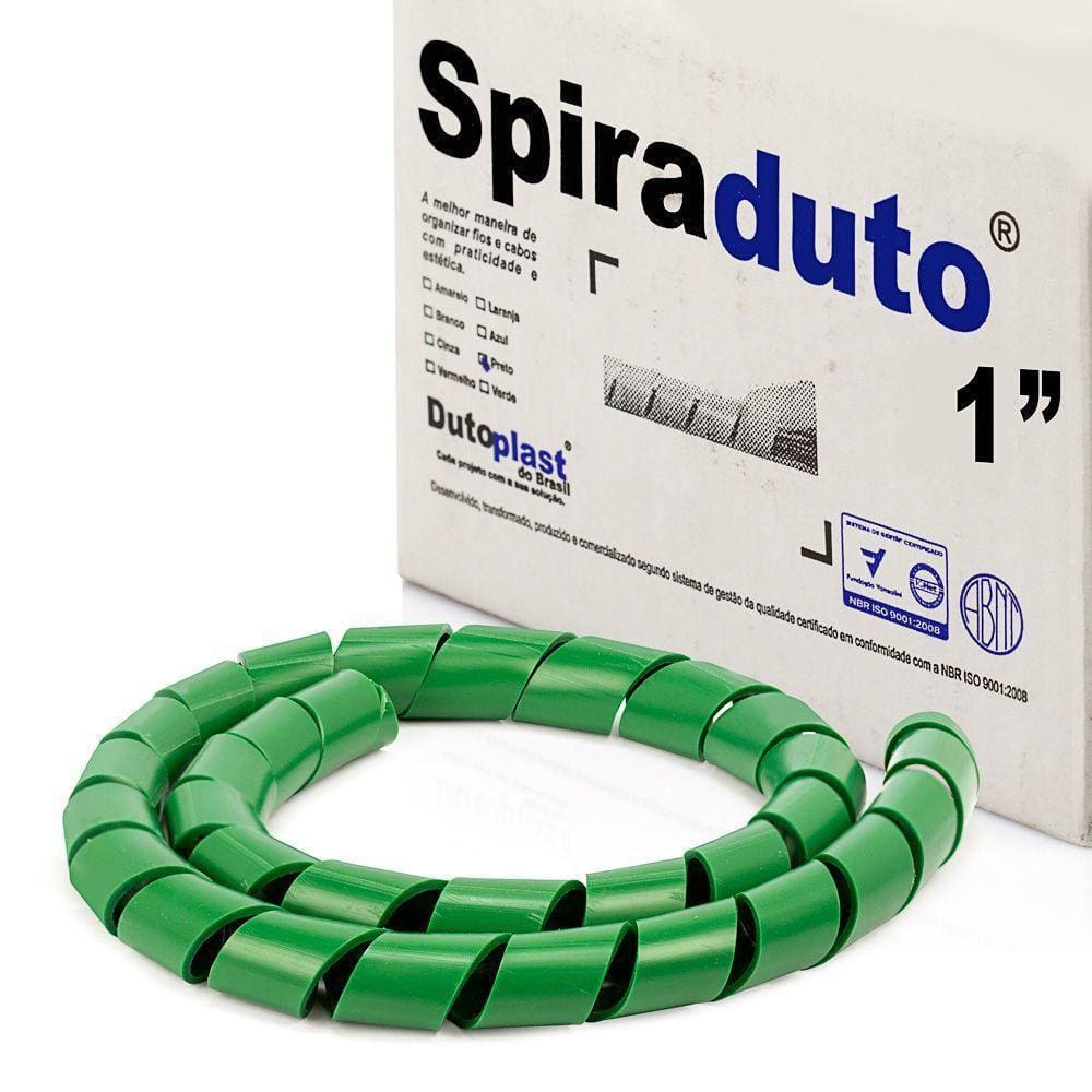 Organizador Fios E Cabos Spiraduto De 1 Verde - 5 Mt