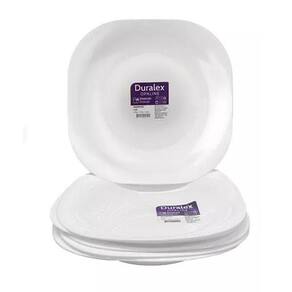 Kit 6 Prato Raso Opaline Plaza Duralex Vidro 27Cm Branco