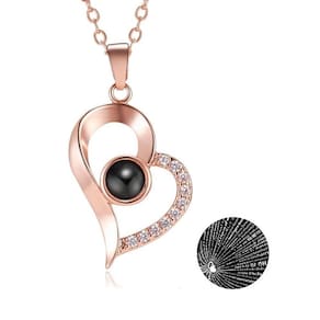 Colar De Coração Eu Te Amo Projeção Em 100 Idiomas Rose Gold