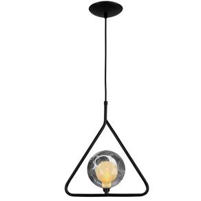 Luminária Pendente Aro Triangulo Preto Bolinha Harmony Fumê