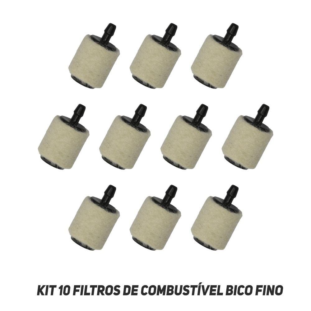 Kit 10 Filtro Combustível Bico Fino Plástico Roçadeiras