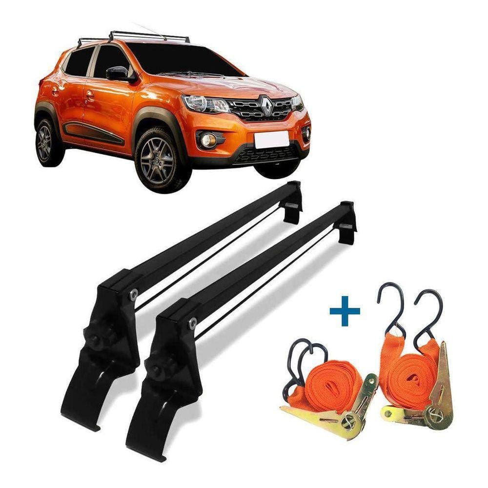 Rack De Teto Bagageiro + 2 Cintas Kwid 4 Portas Ano 17/22