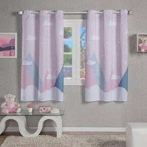 Cortina Infantil Quarto Bebe Menina Montanha Rosa 200X150
