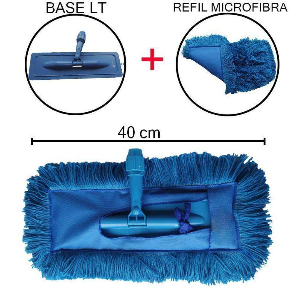 Suporte Limpa Tudo Plus E Refil Microfibra Acrílico Mop 40Cm
