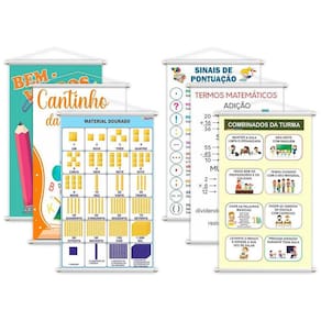 Kit 6 Banners Didáticos Pedagógicos Escolares 80X50Cm