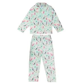 Pijama Longo Infantil Soft Bichos Divertidos  Verde Água Tip Top