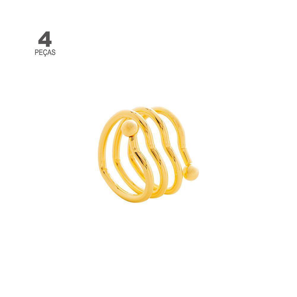 Jogo de 4 Anéis para Guardanapos Wolff Coração Dourado de Metal 3cm x 4cm x 4cm