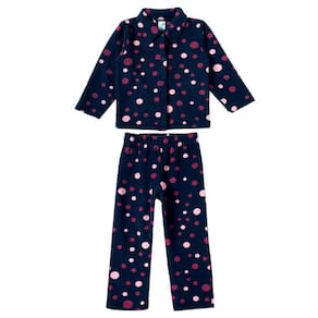 Pijama Longo Infantil Soft Bolinhas Marinho Tip Top
