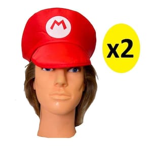 Kit 2 Chapéus Boina Quepe Super Mário Festa Fantasia