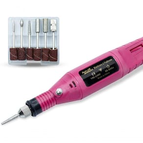 Lixadeira Unha Lixa Elétrica Profissional Bloco Motor Bivolt Regulagem De Velocidade Rosa