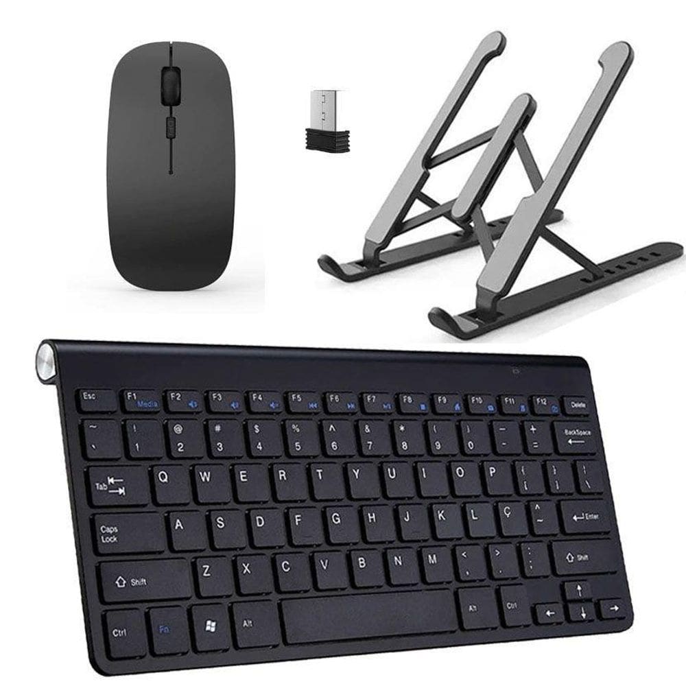 Teclado Mouse Slim E Suporte Preto Para Notebook Gigabyte