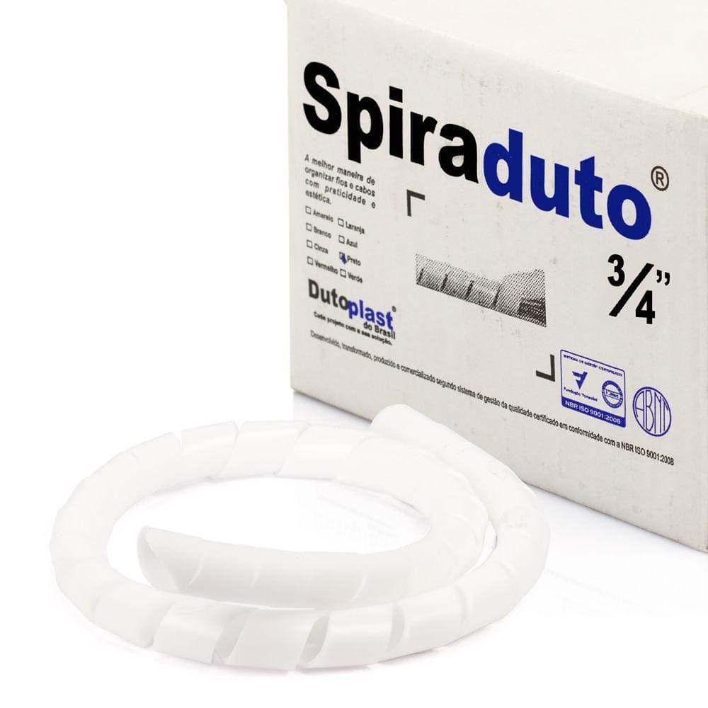 Organizador Fios E Cabos Spiraduto 3/4 Branco - 45 Mt