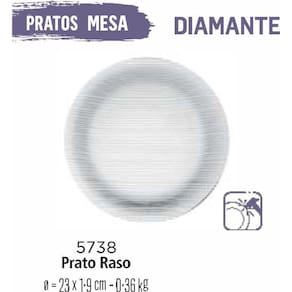 Jogo De Prato Diamante 12 Pratos Rasos - Vidro