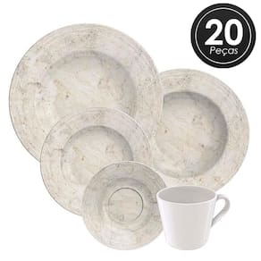 Aparelho De Jantar Porcelana 20 Peças Travertino Tramontina