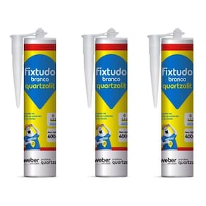 Kit 3 Cola Fixtudo Branco Quartzolit 400G Profissional
