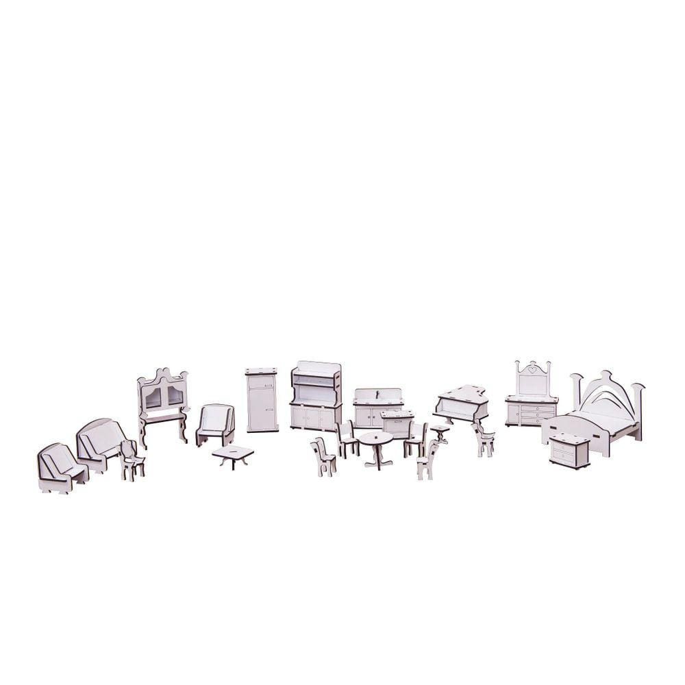 Kit Casinha Bonecas Decor Mirian + 21 Moveis P+B - Darama