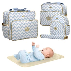 Mochila Maternidade Bolsa Grande Mamãe Bebê Multifunção Azul