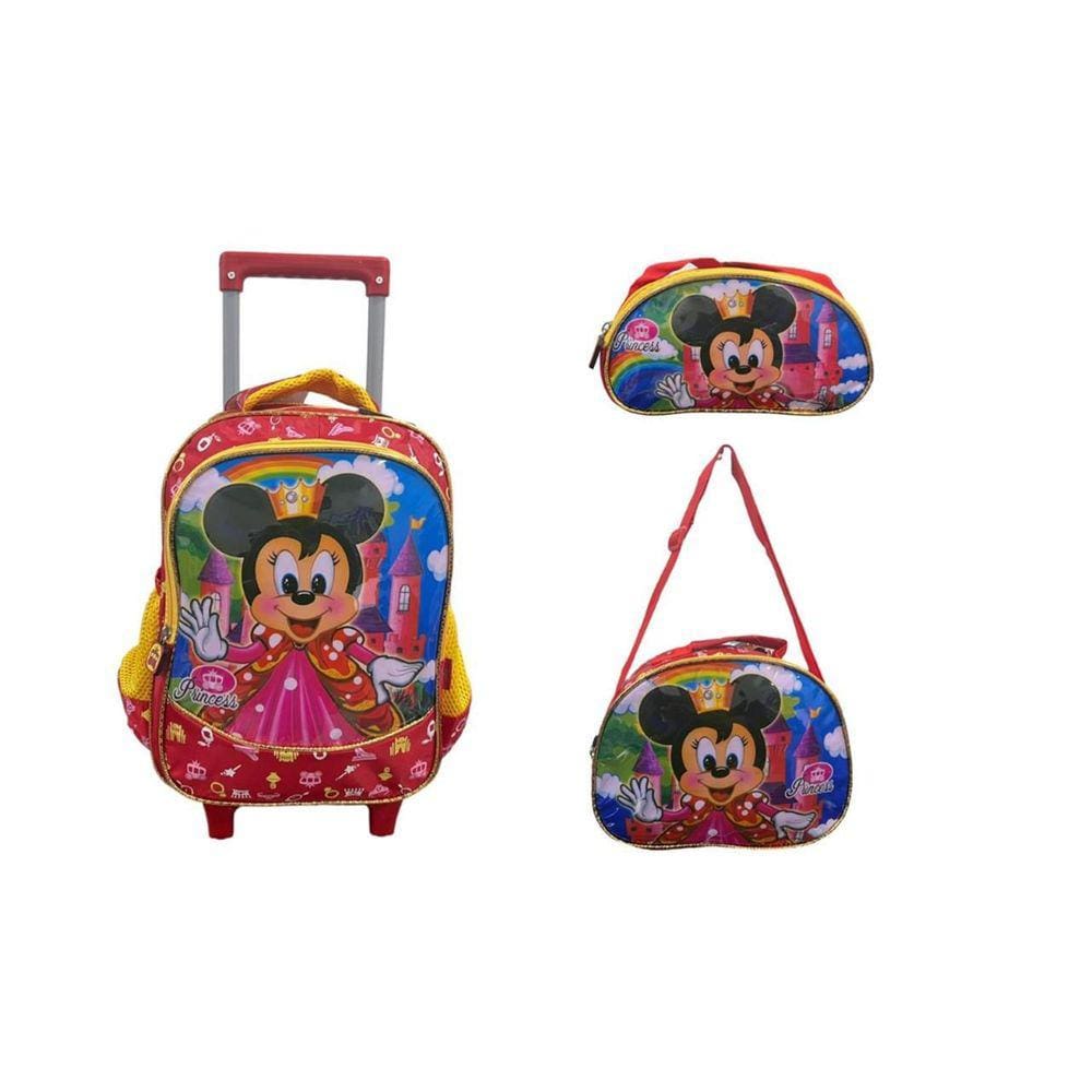 Kit Escolar Minnie Princesas Mochila Rodas Lancheira Estojo