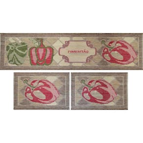 Jogo De Cozinha Rayza Sisal Look Pimentão Kit Com 3 Peças