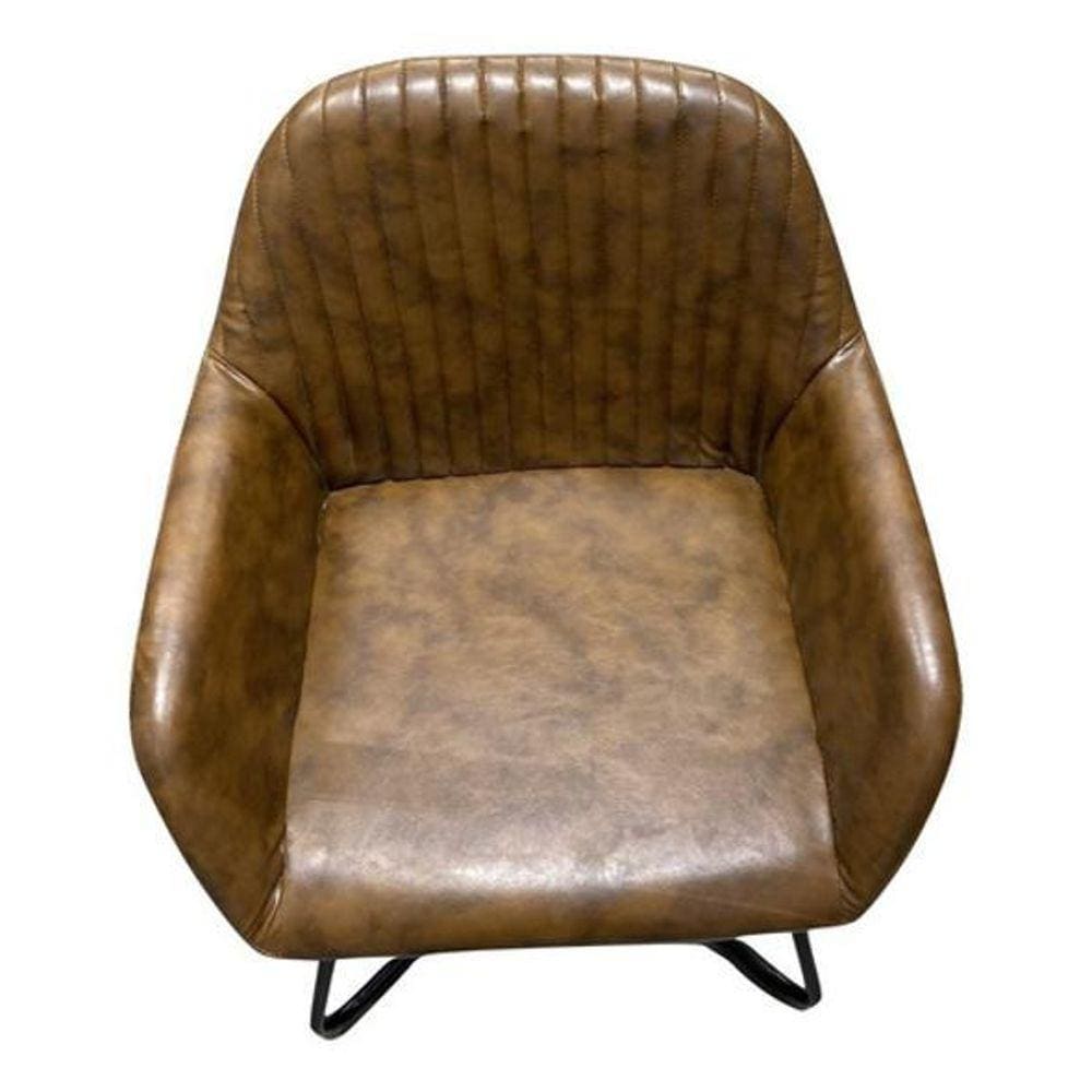 Cadeira Escritório Office Marrom Couro - Marrom-Claro