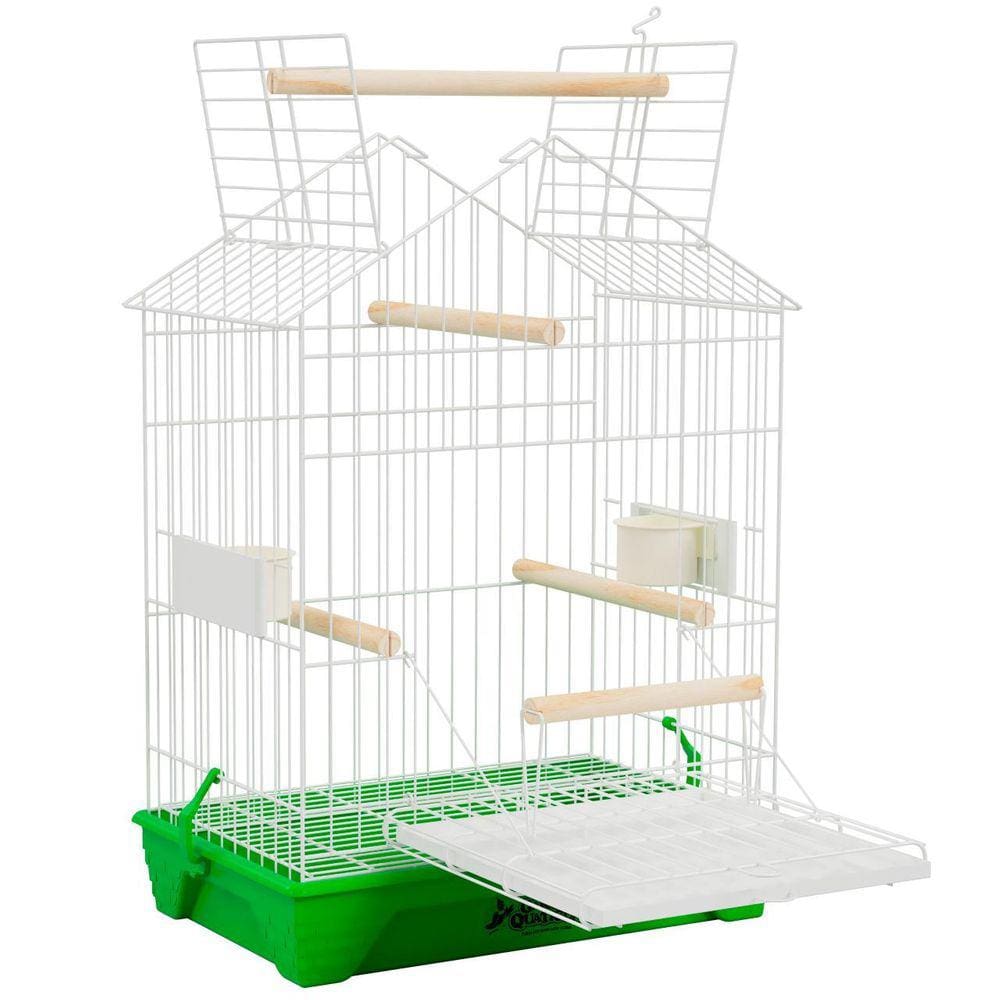 Gaiola Para Calopsita Porta E Teto Com Poleiro - Verde