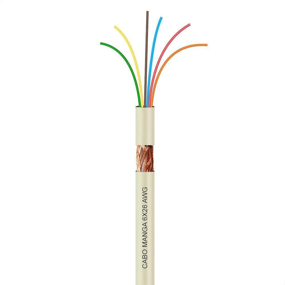 Cabo Manga 6X26 Awg - Com Blindagem Bege - 50 Metros