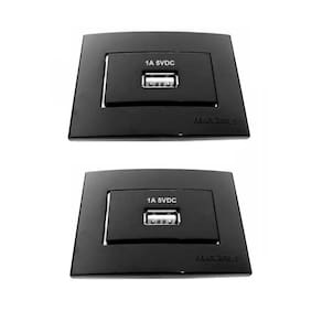 Kit 2 Tomadas Usb Charger 1 Saídas P/Moveis Margirius Preta
