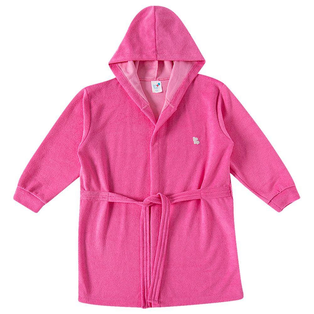 Roupão Infantil Atoalhado com Capuz Rosa Tip Top