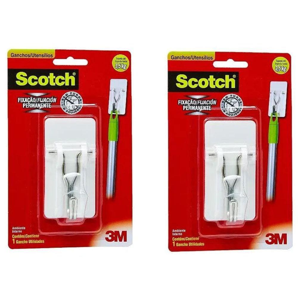 Kit 12 Gancho Adesivo Scotch 3M Utensílios Suporta Ate 3,5Kg