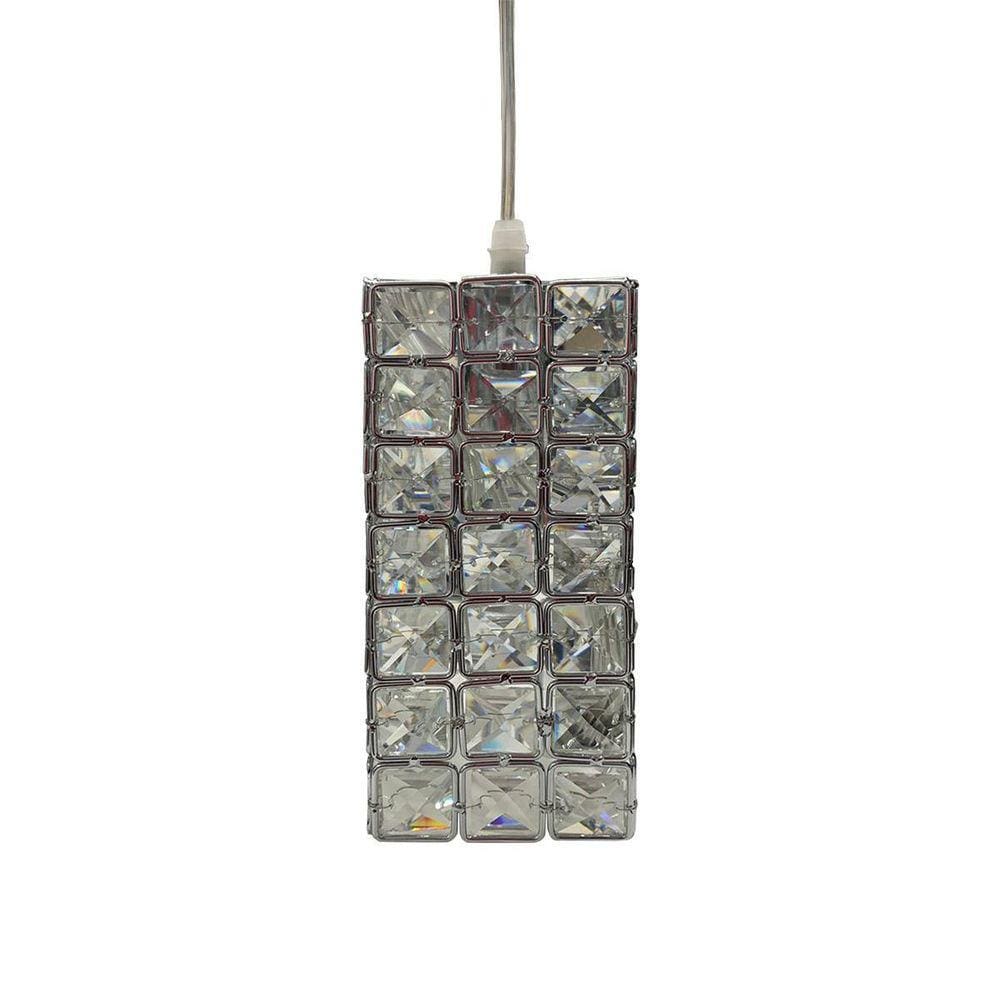 Pendente Cravejado Cristais Elegante Quadrado Soquete E27