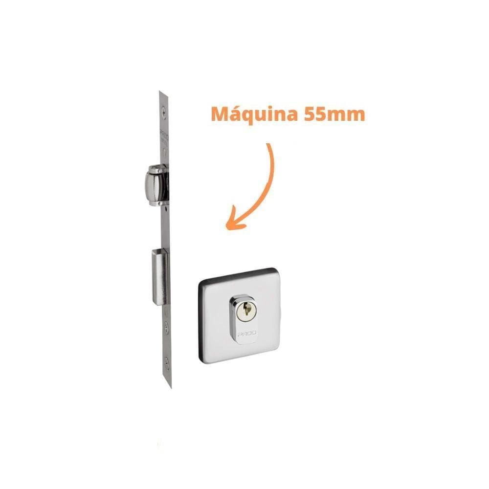 Fechadura Rolete Porta Pivotante Pado Inox Polido Cromado