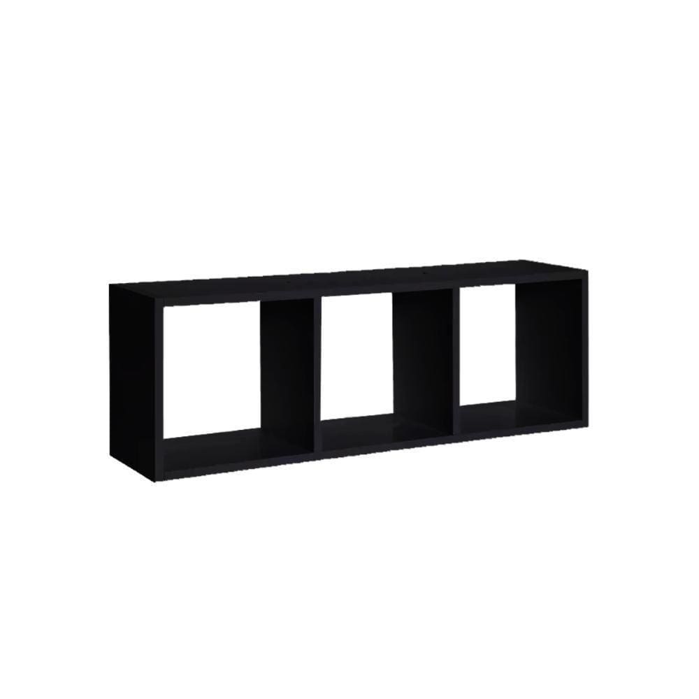 Nicho Prateleira Triplo Decorativo Colors Retangular Preto