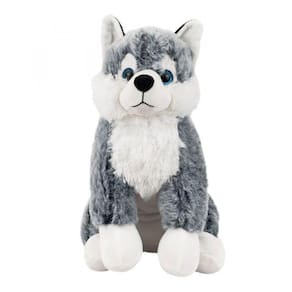 Cachorro Husky Sentado Em Pelúcia Cinza Macio 26Cm