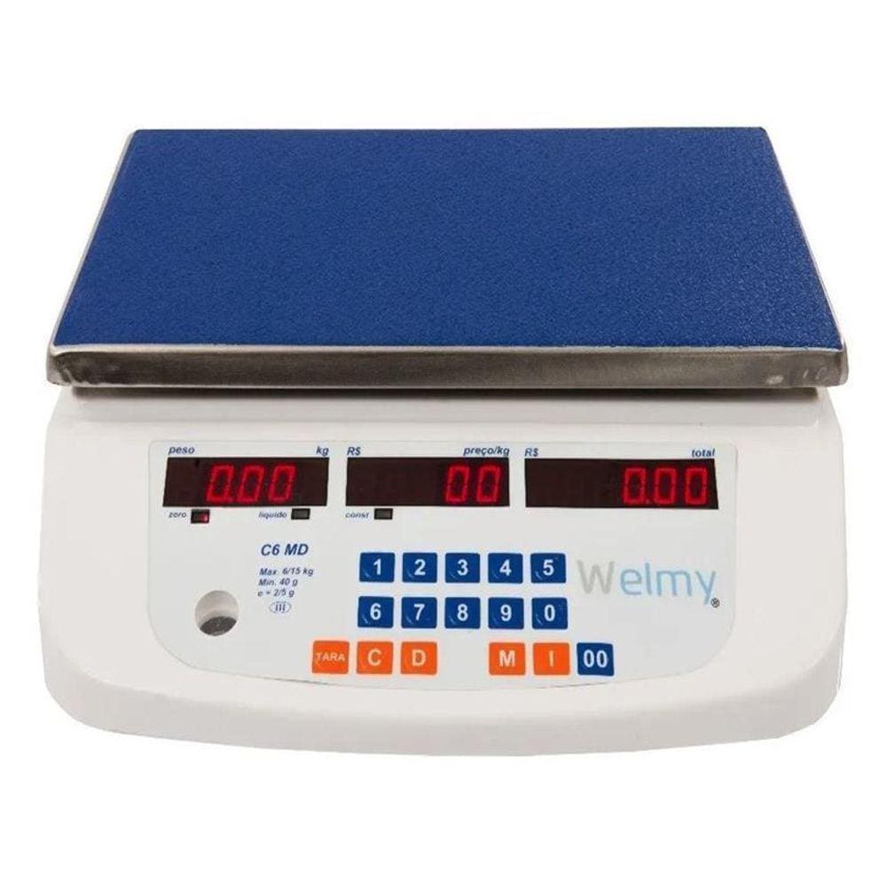 Balança Comercial Digital Dupla Escala 6/15Kg 2/5G Bateria