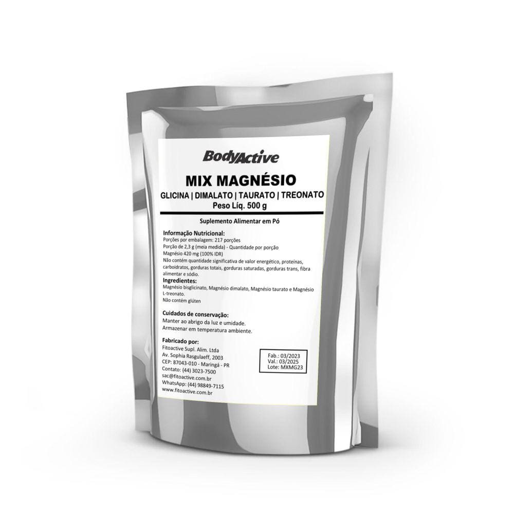 Magnésio Glicina Dimalato Taurato Treonato 500 G Bodyactive