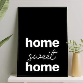Quadro Home Sweet Home Minimalista 45X34Cm - Com Vidro Preta