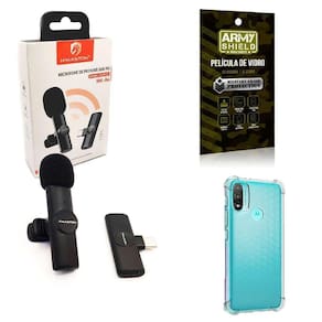 Microfone Sem Fio + Capinha Motorola E20 E Película De Vidro
