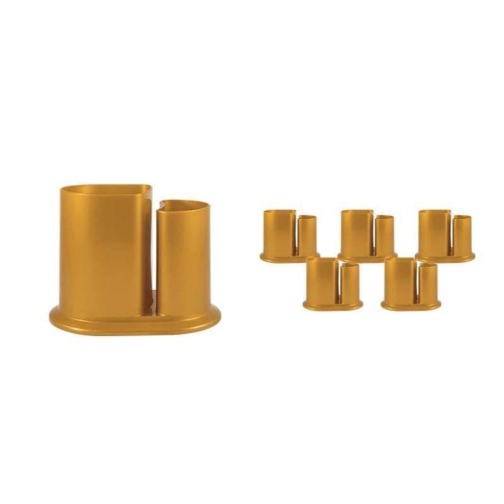 Kit 6 Porta Lápis Duo Dourado Plástico Fg