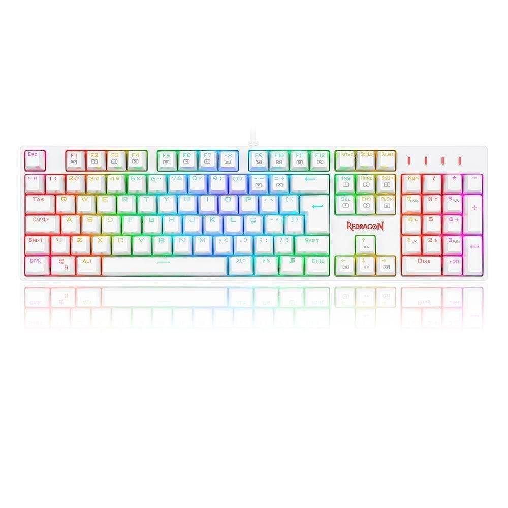 Teclado Mecânico Sem Fio Surara Pro Rgb Branco Switch Red Pt