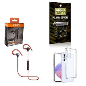 Kit Capinha Samsug A53 Fone Bluetooth E Película De Vidro 3D