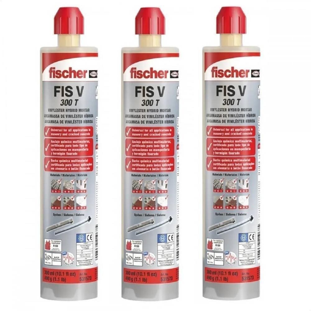 03 Chumbador Bucha Quimica Fischer Fis V 300 T -300Ml/490 Gr