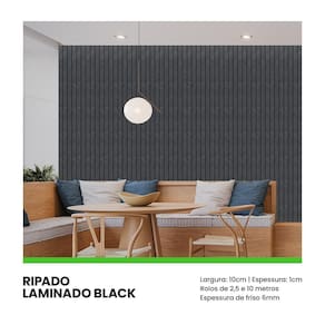 Painel Ripado Laminado Eva 10Cm Largura Cor Black Linha
