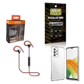 Kit Capinha Samsug A33 Fone Bluetooth E Película De Vidro 3D