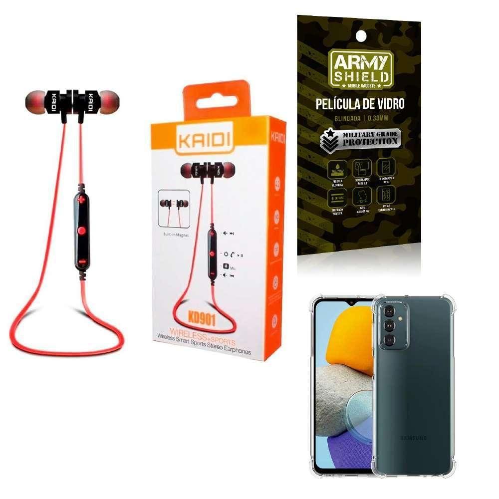Kit Capinha Samsung M23 + Fone Esportivo E Película De Vidro
