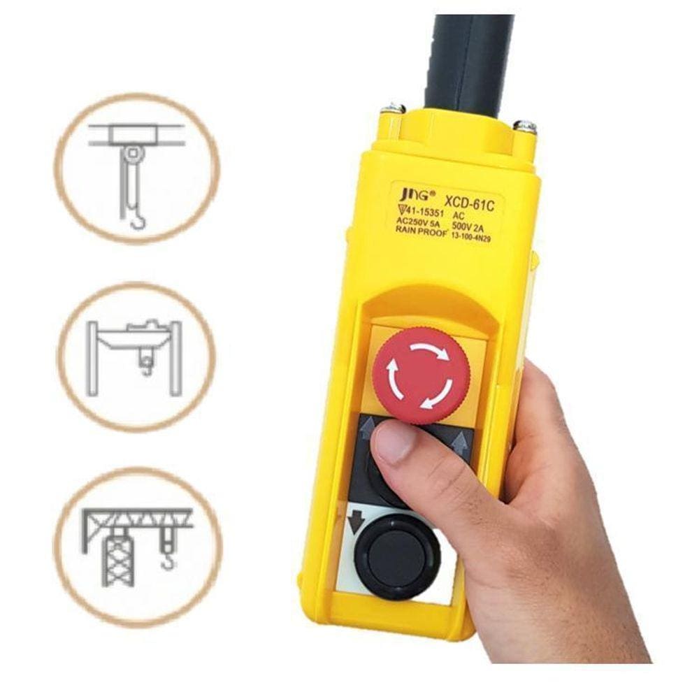 Botoeira Pendente 2 Botões + Emergência 5A/250Vca Ip65