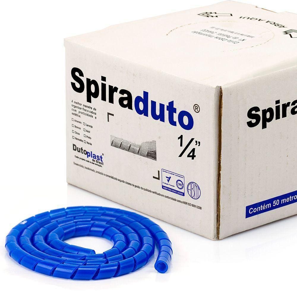 Organizador Fios E Cabos Spiraduto 1/4 Azul - 20 Metros