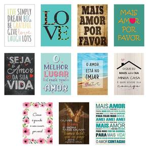 Jogo 11 Placas Decorativas Amor Em Mdf 2,5Mm 19X28,5Cm