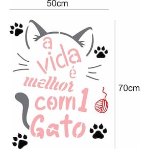 Adesivo De Parede Frase Pet - A Vida É Melhor Com 1 Gato